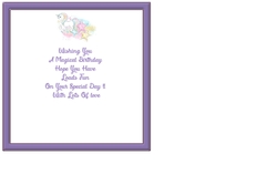 A unicorn insert to fit 7x7 inch or 8x8 inch card