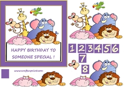 Animal birthday Design approx 7inches x 7inches 