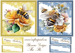 A Beautiful Bee sheet  Design with greeting tags