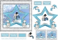 Christmas star and snowmen 7 x 7inches