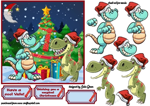 Dinosaurs celebrate Christmas