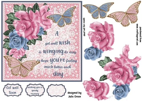 A get well wish with butterflies
