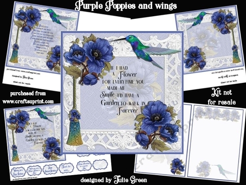 Purple Poppies and wings mini kit