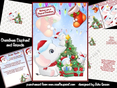 Christmas Elephant and friends A5