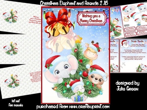 Christmas Elephant and friends 2 A5
