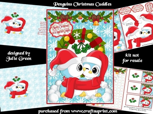 Penguins Christmas cuddles A5