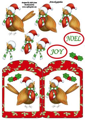 Cheeky Robin Tag Shaped Card. Xmas
