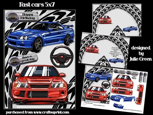 Fast cars 5x7 