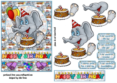 Elephant birthday wishes 5x7