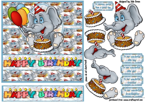 Elephant birthday wishes 7x7