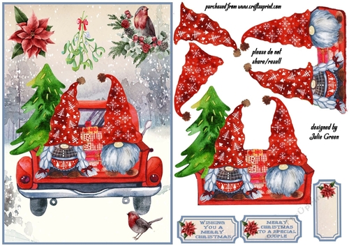 Driving gnome for Christmas A5