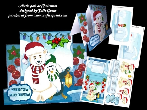 Arctic pals at Christmas stepper card