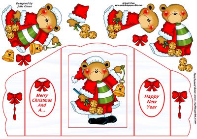 Santa Bear Theatre Card. Xmas