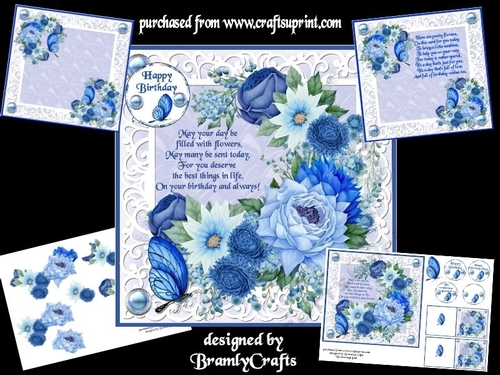 Flowers in hues of blue