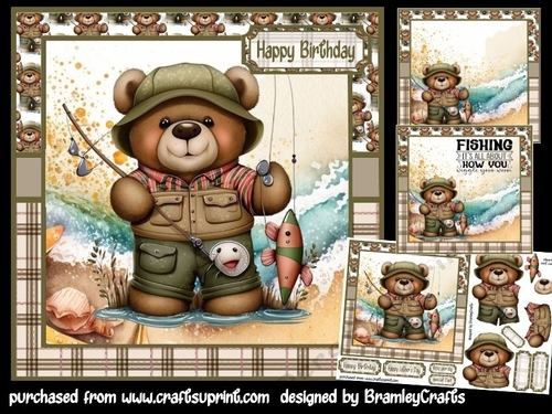 Cute Bear goes fishing