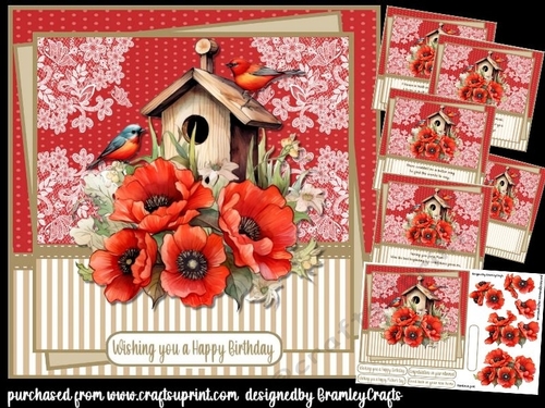 Bird house and Poppies