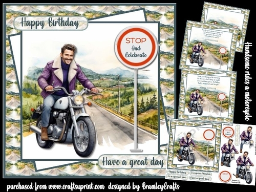 Handsome rides a motorcycle