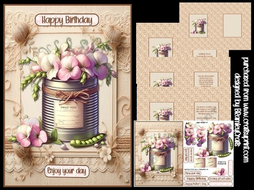 Sweet peas twine and lace A5