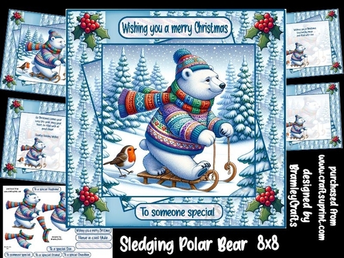 Christmas Polar Bear 8x8