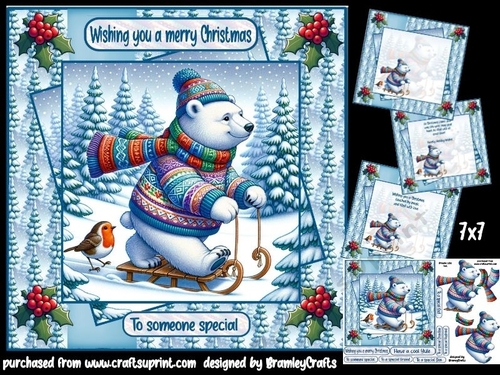 Christmas Polar Bear 7x7