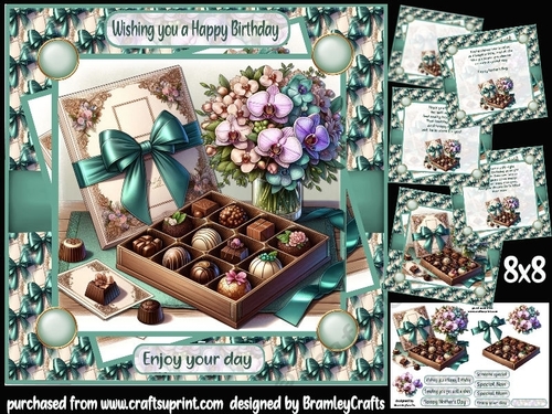 Chocolates and flowers 8x8