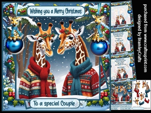 Festive Giraffes 7x7