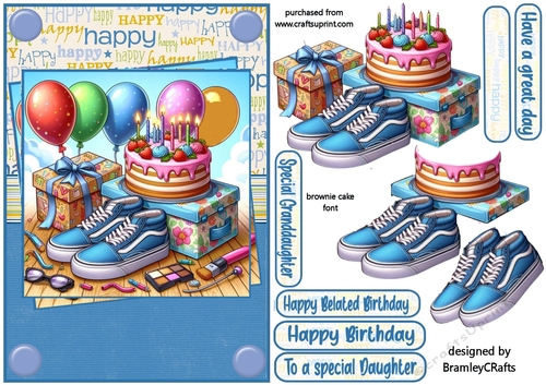 Shoes make up cake and balloons A5