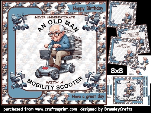 Old man with a mobility scooter 8x8