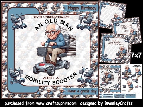 Old man with a mobility scooter 7x7