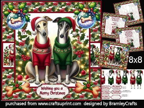 Festive Greyhounds 8x8