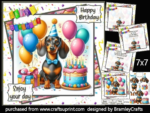 Happy Dachshund Birthday 7x7