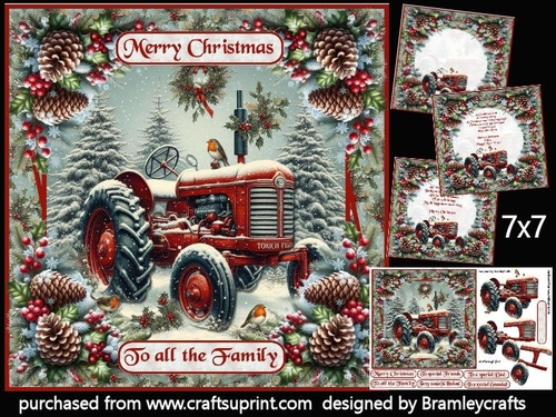 A red vintage christmas tractor