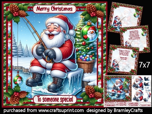 Santa fishing on ice