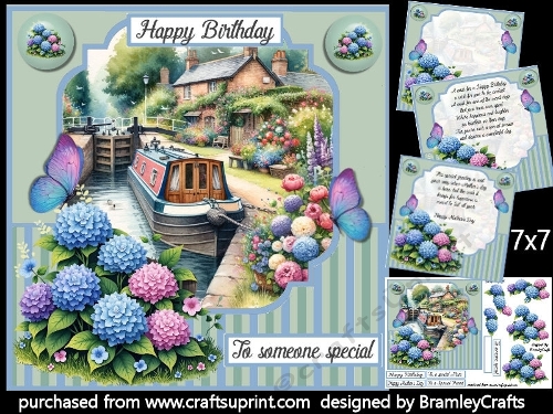 Hydrangeas and a canal boat