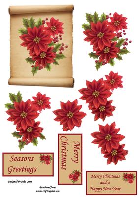 Poinsettia Scroll 3D Topper