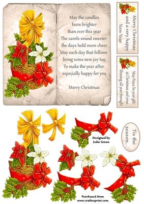 Poinsettia and Holly Card Front