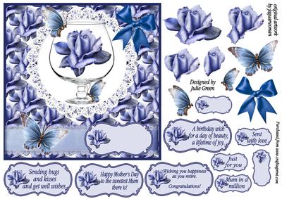 Blue Blooms All Occasion 6x6 Card Front