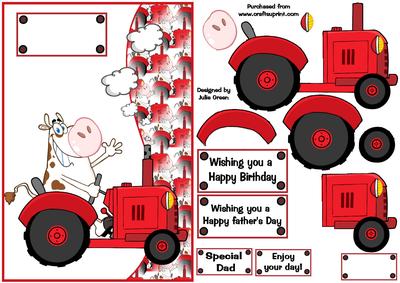 Cow on Tractor.red