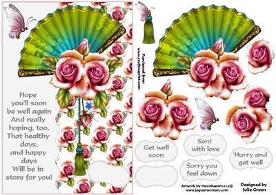 Fan and Roses Get Well