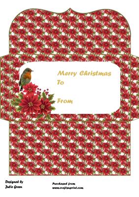 Robin and Poinsettia Christmas Money Wallet