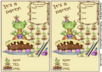 Denzil the Dragon Party Invitations