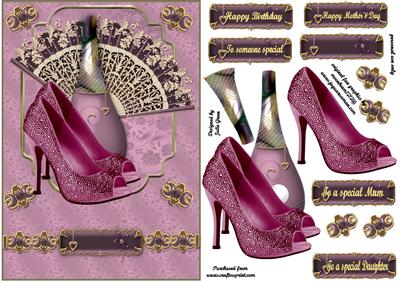 Perfume Fan and Shoes in Shades of Lilac