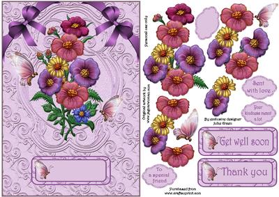 Butterflies and Silks Thank You or Get Well
