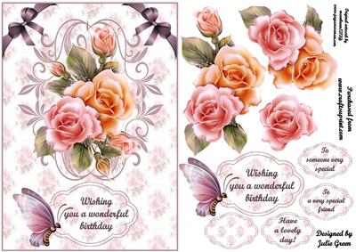 Butterfly and Roses Birthday Flowers
