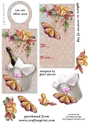 Champagne and Flowers Wine Tag