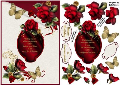 Red Roses and Golden Butterflies