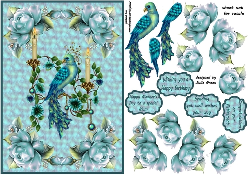 Peacock and roses