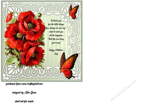 Butterflies and poppies Mothers day insert verse