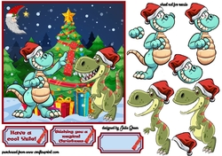 Dinosaurs celebrate Christmas