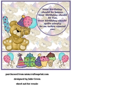 Teddy bears party two 7x7 birthday insert